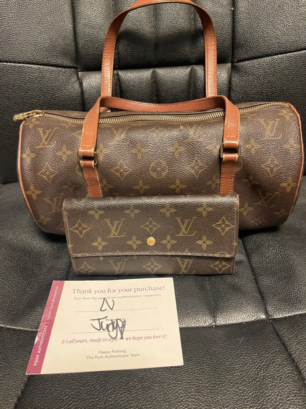 Louis Vuitton Brown Monogram Canvas Barrel Bag with Matching Wallet
